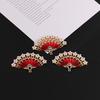 Estilo de corte esmalte cloisonné gota de aceite aleación accesorios para abanico plegable DIY palillo para el pelo colgante perla material para abanico plegable accesorios