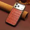 Funda de Teléfono Denior de Cuero Genuino con Patrón de Cocodrilo para Apple 18ProMax/iPhone17 Carga Magnética Magsafe