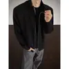 Estilo casual de otoño e invierno, simple, versátil, color liso, cremallera pesada, suéter holgado con cuello alto en punto Maillard