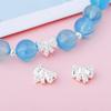 Plata Pura S999 Incrustada con Diamantes Estilo Ins Colgante Exquisito de Lazo Cuentas Espaciadoras Pulsera de Cristal con Cuentas DIY Accesorios de Plata