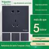 Painel de tomada com interruptor Schneider yueyuan cinza espacial profundo 86 cinco furos USB dois ou três pinos tomada de parede embutida para ar condicionado
