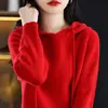 Sudadera 100% lana pura para mujer, suéter holgado, prenda básica de punto casual, nueva sudadera de otoño e invierno para mujer