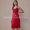 Vestido de Encaje Elástico de Alta Elasticidad de Largo Medio con Bordado de Cerezas con Pedrería de Comercio Exterior Nuevo para Primavera/Verano 2026 para Mujer