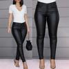 2025 Pantalones Nuevos de Moda para Mujer de Amazon Transfronterizo, Pantalones de Cuero PU de Color Sólido Modernos, Pantalones Sexy de Pierna Pequeña, Pantalones Casuales