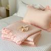 Estilo Perezoso y Sencillo Juego de Tres Piezas de Cubre Cama de Algodón Puro con Encaje Plisado Acordeón Acolchado Tatami, Transpirable y Suave, Adecuado para Todas las Estaciones