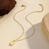 Collar Colgante Geométrico de Acero de Titanio Estilo Lujo Ligero Cadena para Clavícula Estilo Ins para Mujer Acero Inoxidable Simple Moda Chapado en Oro 18K Joyería