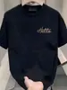 Camiseta de Manga Corta para Hombre de Algodón Puro Estampada Marca de Moda Peso Pesado 2026 Nuevo Verano Transpirable Tendencia Casual Cuello Redondo