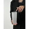 Textura Escarchada Estilo Ins Ligeramente Inclinado Vaso de Agua Vidrio Vaso Largo para Beber Vaso para Cóctel Vaso para Bebidas Frías Vaso para Jugos Vaso de Agua Extendido
