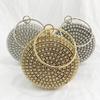 Bolsa de Fiesta Bandolera con Pedrería Bolso de Noche Pulsera Redonda Metálica Retro Bolsa de Regalo de Noche Bolso de Mano de Noche para Mujer