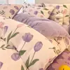 Juego de Cuatro Piezas de Terciopelo de Leche de Invierno, Sábana Gruesa para Otoño e Invierno, Funda de Edredón de Felpa, Juego de Tres Piezas de Sábana para Dormitorio de Felpa de Coral