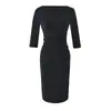 Vestido Rachel Acinturado de Manga Média, Bodycon Elástico Franzido de Um Ombro, Estilo Desejo Puro, Outono, Slim Fit, Vestido de Comprimento Médio Estilo Hot Girl para Mulheres