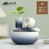 Ornamento de Água Corrente em Cerâmica, Mesa de Chá para Sala de Estar Estilo Chinês, Água Circulante, Umidificador Atrator de Riqueza, Aquário Pequeno para Mesa de Escritório com Paisagem