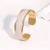 Pulsera Nueva de Acero Inoxidable Transfronteriza Abierta Moda Lujo Accesible Estilo Chapado en Oro de 18K Goteo de Aceite No se Desvanece Pulsera de Acero de Titanio para Mujeres