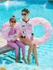 Flotador Inflable para Niños Cruzado en Stock, Diseño Floral Engrosado, Antivuelco, Flotador Inflable para Principiantes, Flotador con Lentejuelas, Aro para Axilas