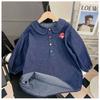 Vestido Jeans Estampado para Meninas de Primavera e Outono, Vestido Soltinho de Manga Longa para Meninas, Vestido Evasê para Bebês e Crianças Pequenas