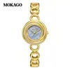 Reloj de Cuarzo Mokago para Mujer Esfera de Fritillaria Ciclón Reloj de Pulsera Lujo Ligero Más Fácil de Combinar Resistente al Agua Correa de Cobre Reloj de Diamante Estrella