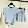 Nuevo conjunto de pijama casual de dos piezas para mujer, estilo coreano, manga corta y shorts, de algodón modal fino, para el hogar, de verano.