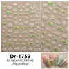Redanco5D Repujado Ins Popular Caricatura Pegatinas para Uñas Hoja de Loto Flor de Loto Pegatinas 3D para Uñas Dr1759
