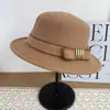 Sombrero de pescador vintage estilo británico para mujer, otoño e invierno, tejido, grueso, cálido, de copa plana, elegante y que adelgaza el rostro