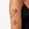 TeMu Venta Caliente Patrón ins Anillo de Brazo Abierto Flor Borde Enrollado Doble Capa Mano con Diseño de Línea Metálica