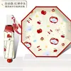 Paraguas Automático Completo Manzanita Elefante para Mujer con Punta de Bola Roja, Paraguas Plegable Portátil para Sol y Lluvia con Correa de Muñeca