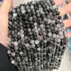 Grado 8A Cabello Negro Natural Cristal Cristales Sueltos Negro Titanio Cristal Redondo Pulsera de Cuentas DIY Collar Accesorios para Joyería Venta al por Mayor