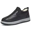 Zapatos de Algodón de Invierno para Hombre con Forro de Felpa Calientes para Adultos Mayores Slip-on Zapatos de Papá Suela Suave Cuero Impermeable Zapatos de Algodón Casuales