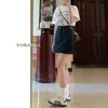 Falda Corta de Mezclilla Azul Oscuro para Mujer Cintura Alta Verano Tallas Grandes Adelgazante Chica Gordita Forma de Pera Falda Pequeña Línea A