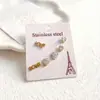 Novos Brincos de Tarraxa de Aço Titânio Preço Especial Elegantes Celebridade da Internet Pequenos Femininos Banhados a Ouro Real Alta Qualidade Retenção de Cor Mais Vendidos Um Cartão 3 Pares