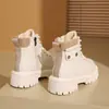 Botas Martin para Mujer con Cordones y Forro de Polar Estilo Popular 2026 Nuevas Botas Cortas de Suela Gruesa Estilo Británico Zapatos Cálidos de Algodón Versión Coreana