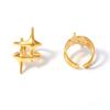Anillo de estrella de viento frío con revestimiento de acero de titanio chapado en oro real de 18 quilates para hombre y mujer, estilo europeo y americano.