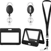 Porta Credencial de Trabajo Transparente Transfronterizo con Cordón y Clip Retráctil, Credencial de Empleado, Porta Nombre, Tarjeta de Autobús