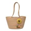 Bolso de Verano Transfronterizo para Mujer Urbano Sencillo Estilo Coreano Estilo Ins Bolso de Hombro de Paja Playa Portátil Bolso Tote Tejido