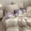 Juego de ropa de cama de cuatro piezas de seda helada de color sólido con tacto fresco, funda de edredón de una pieza, juego de tres piezas para dormitorio de verano, ropa de cama de verano