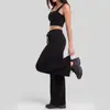 Conjunto de duas peças de colete e calça de yoga com bojo fixo integrado, sutiã esportivo, cós com cordão e calça de perna reta para mulheres