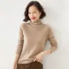 Suéter de Gola Alta em Cashmere 2020 Camada Interna Malha Top Solto Manga Longa Outono e Inverno Cor Sólida Manga Curta Design Patchwork Feminino