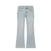 Ropa Europea y Americana Transfronteriza para Mujer Aliexpress Ins Más Vendidos Jeans Acampanados de Tiro Bajo Blanco Azul Azul Claro Otros Colores