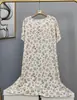 Novo Pijama de Algodão e Seda 2025 para Mulheres, Verão Fino Tamanho Grande, Vestido Longo de Algodão Artificial de Manga Curta para Usar por Cima