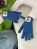 Luvas de Ciclismo Fofas com Forro de Lã à Prova de Vento e Frio para Outono e Inverno, Luvas de Pelúcia com Dedos para Estudantes, Luvas de Imitação de Caxemira para Meninas