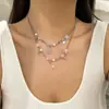 Europa y Estados Unidos joyería transfronteriza viento frío colgante de estrella de cinco puntas hueca collar apilado de tres capas