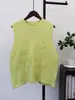 Nuevo chaleco de punto sin mangas floral suave para otoño e invierno, cuello redondo, corte holgado, diseño estilo coreano, chaleco de punto para mujer