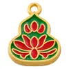 Qk025 Pulsera Templo Calabaza de Loto Accesorios Oro Mate Gota de Aceite Colgante de Loto Doble Cara Colgante de Calabaza de Fortuna y Prosperidad
