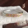 Fushi Pulsera Abierta para Pie Plata 999 Patrón Dorado Peonía de Color Dorado Pulido Pie Plata Método Antiguo Tallado en Relieve Flor Rica Estilo Chino Pulsera de Plata Pura