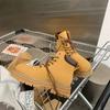 Botines Cortos de Cuero Genuino Botas Amarillas Grandes Botas de Montaña de Cuero Vacuno Botas de Punta Redonda con Cordones y Suela Gruesa Botas Martin para Mujer Estilo Coreano Fan Car