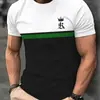 Camiseta Americana de Manga Corta Casual Deportiva Fitness Nueva Europea y Americana para Hombre Transfronteriza Digital 3D Sencilla Diaria