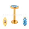 Paquete Ojo de Caballo Chapado en Oro de Titanio F136 con Zirconia 5A Joyería para Perforación de Uñas de Labios Aleación de Titanio G23 Accesorios Dorados para Uñas de Oreja