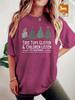Estación Independiente Europea y Americana Transfronteriza Camiseta Elegante para Mujer en Stock Patrón de Árbol Árbol de Navidad Estampado Verano Nuevo Manga Corta