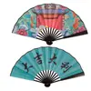 Directo de fábrica marea nacional ventilador de discoteca para hombre tela de seda decoración de ropa china para niños verano portátil red-hot abanico plegable
