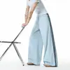 Estilo Novo Verão 2026 Estilo Americano Design de Três Listras Calças Casuais de Perna Reta de Secagem Rápida com Toque de Alta Qualidade, Calças Casuais Largas Masculinas