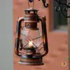 Lámpara de queroseno retro de la vieja escuela, Lámpara de camping portátil para exteriores, Lámpara de camping de metal, Linterna de vidrio, Decoración creativa para el hogar